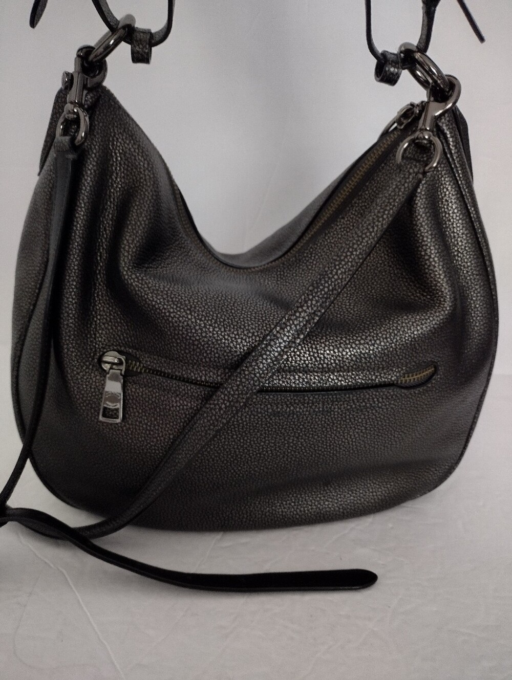 Coach Y2K Sutton Hobo Shoulder Bag Pebbled Leather Metallic Gunmetal 40632 - Picture 3 of 11